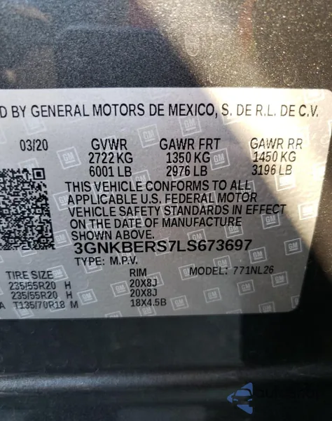 2020 Chevrolet Blazer Rs from USA, damaged, VIN 3GNKBERS7LS673697